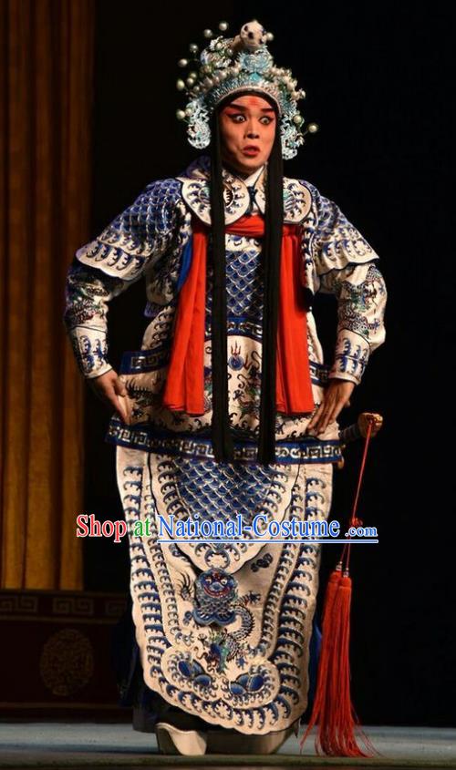 Sacrifice Chinese Shanxi Opera Martial Male Apparels Costumes and Headpieces Traditional Jin Opera General Garment Han Jue Armor Clothing