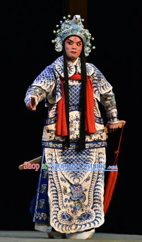 Sacrifice Chinese Shanxi Opera Martial Male Apparels Costumes and Headpieces Traditional Jin Opera General Garment Han Jue Armor Clothing