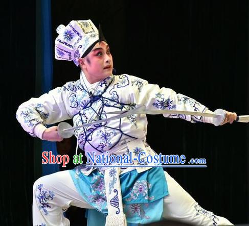 Hu Sanniang Chinese Shanxi Opera Wusheng Apparels Costumes and Headpieces Traditional Jin Opera Martial Male Garment Takefu Clothing