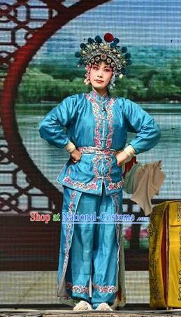 Chinese Jin Opera Female Swordsman Garment Costumes and Headdress Traditional Shanxi Opera Wudan Apparels Zhong Wuyan Dress