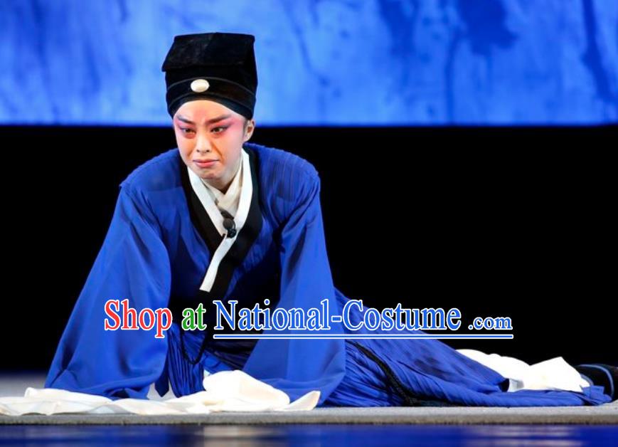 Lan Ke Mountain Chinese Shanxi Opera Woodcutter Apparels Costumes and Headpieces Traditional Jin Opera Scholar Zhu Maichen Garment Xiaosheng Clothing