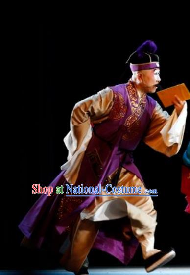 Lan Ke Mountain Chinese Shanxi Opera Carpenter Apparels Costumes and Headpieces Traditional Jin Opera Clown Garment Rogue Zhang Xiqiao Clothing