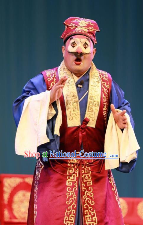 Story About A Wall Chinese Lu Opera Merchant Apparels Costumes and Headpieces Traditional Shandong Opera Clown Garment Zhang Daguai Clothing