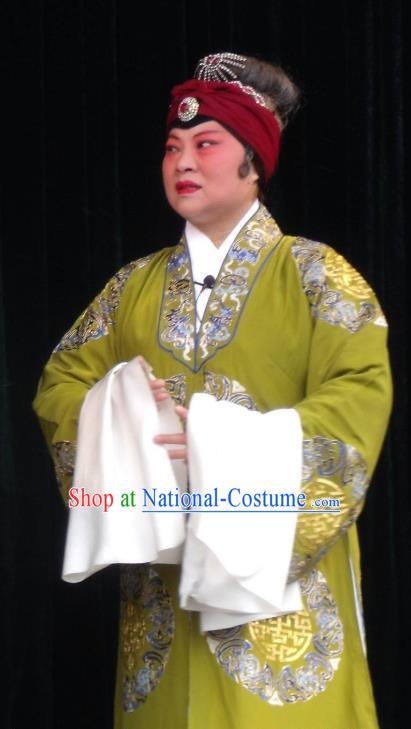 Chinese Henan Opera Rich Dame Garment Costumes and Headdress Feng Xue Pei Traditional Qu Opera Elderly Female Apparels Pantaloon Dress