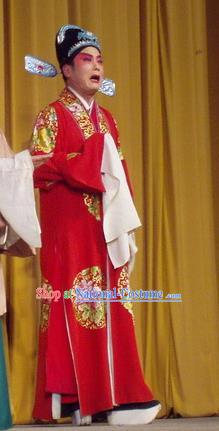 The Romance of Hairpin Chinese Qu Opera Scholar Apparels Costumes and Headpieces Traditional Henan Opera Young Male Garment Bridegroom Wang Shipeng Clothing