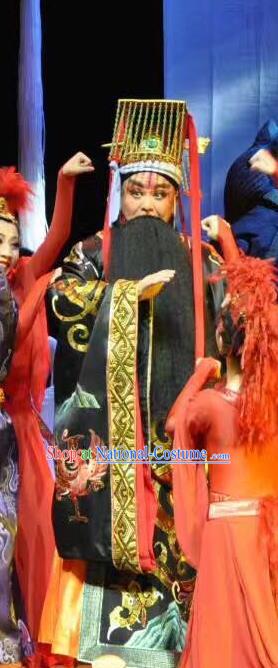 You Meng Yi Guan Chinese Hubei Hanchu Opera Emperor Apparels Costumes and Headpieces Traditional Han Opera Lord Garment Monarch Clothing