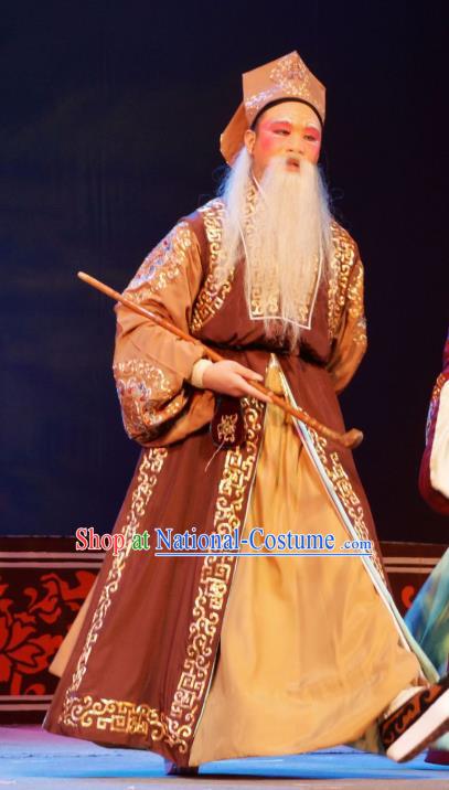 Hua Deng An Chinese Hubei Hanchu Opera Ministry Councillor Apparels Costumes and Headpieces Traditional Han Opera Elderly Male Garment Landlord Clothing