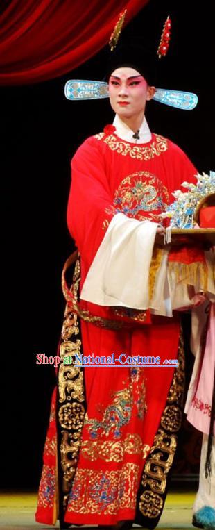 Chun Niang Qu Chinese Hubei Hanchu Opera Xiaosheng Apparels Costumes and Headpieces Traditional Han Opera Young Male Garment Number One Scholar Xue Yi Clothing