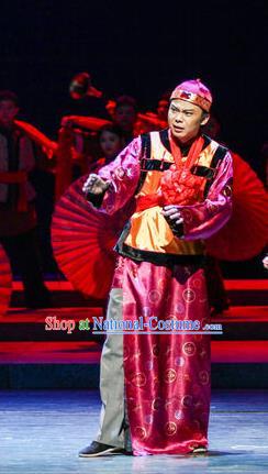 Shi Niang Chinese Hubei Hanchu Opera Wedding Apparels Costumes and Headpieces Traditional Han Opera Young Male Garment Bridegroom Clothing