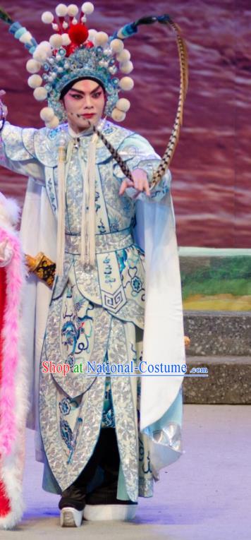 The Princess in Distress Chinese Guangdong Opera Wusheng Apparels Costumes and Headpieces Traditional Cantonese Opera Martial Male Garment Yelu Junxiong Clothing