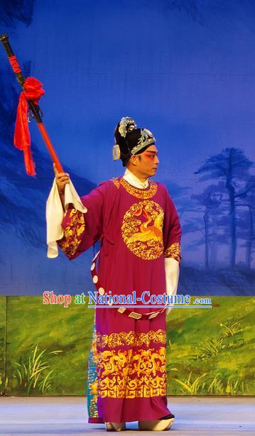 Chinese Guangdong Opera Xiaosheng Apparels Costumes and Headpieces Traditional Cantonese Opera Young Male Garment Envoy Fan Li Clothing