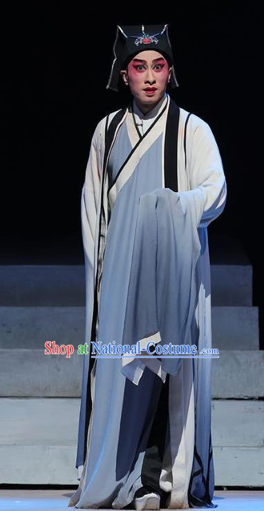 The Fairy Tale of White Snake Chinese Guangdong Opera Young Male Apparels Costumes and Headpieces Traditional Cantonese Opera Xu Xian Garment Xiaosheng Clothing