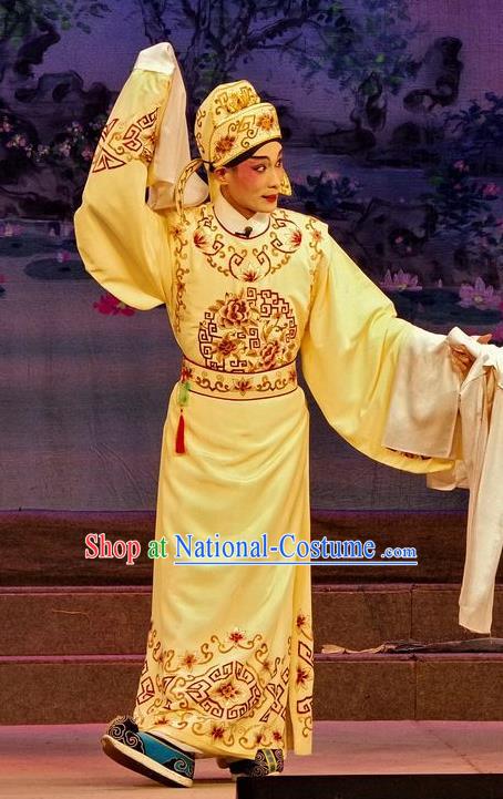 Qian Tang Su Xiaoxiao Chinese Guangdong Opera Scholar Ruan Yu Apparels Costumes and Headpieces Traditional Cantonese Opera Xiaosheng Garment Childe Clothing