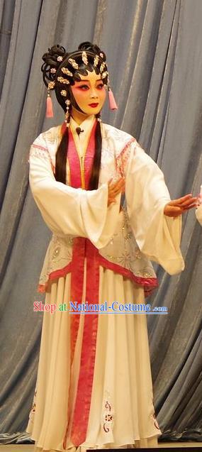 Chinese Cantonese Opera Young Lady Garment Qian Tang Su Xiaoxiao Costumes and Headdress Traditional Guangdong Opera Servant Girl Apparels Xiaodan Dress