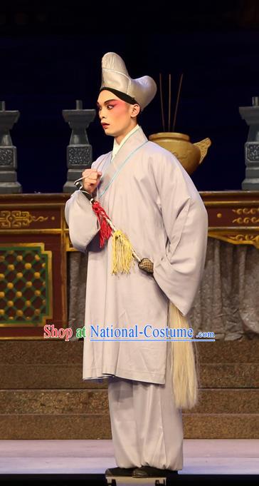 Legend of Lun Wenxu Chinese Guangdong Opera Monk Apparels Costumes and Headpieces Traditional Cantonese Opera Acolyte Garment Figurant Clothing