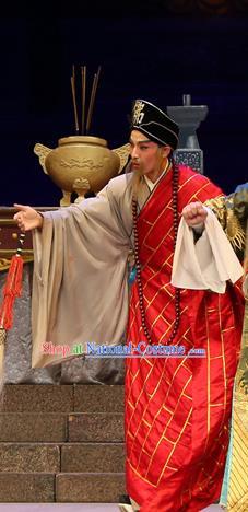 Legend of Lun Wenxu Chinese Guangdong Opera Abbot Apparels Costumes and Headpieces Traditional Cantonese Opera Monk Garment Cassock Clothing