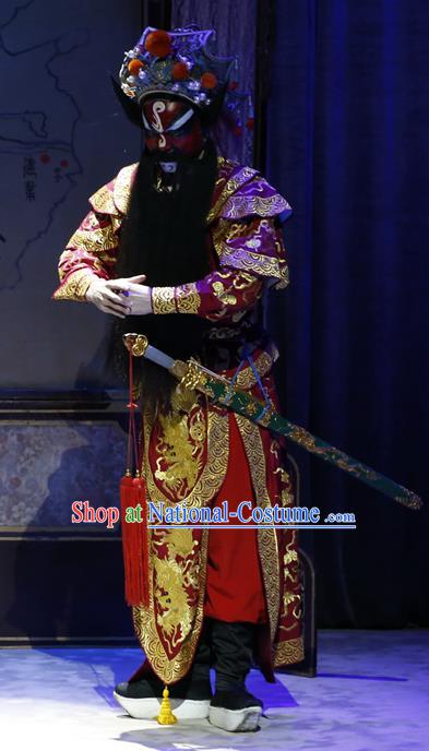 General Ma Chao Chinese Guangdong Opera Wusheng Apparels Costumes and Headpieces Traditional Cantonese Opera Jing Role Garment Martial Male Clothing