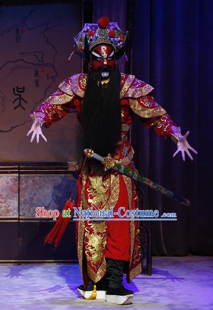 General Ma Chao Chinese Guangdong Opera Wusheng Apparels Costumes and Headpieces Traditional Cantonese Opera Jing Role Garment Martial Male Clothing