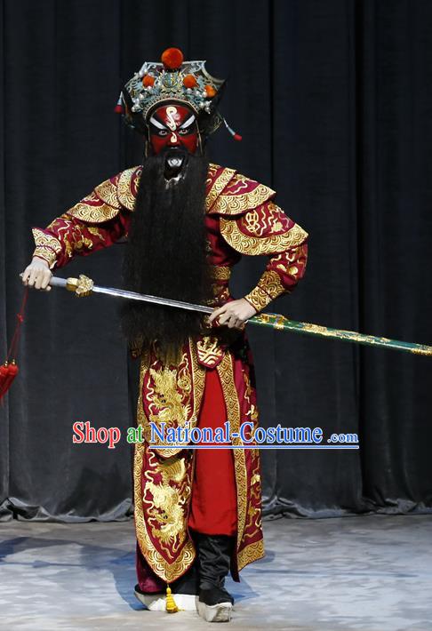 General Ma Chao Chinese Guangdong Opera Wusheng Apparels Costumes and Headpieces Traditional Cantonese Opera Jing Role Garment Martial Male Clothing