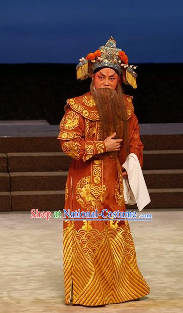 General Ma Chao Chinese Guangdong Opera Shogun Ma Teng Apparels Costumes and Headpieces Traditional Cantonese Opera Elderly Male Garment Marshal Clothing