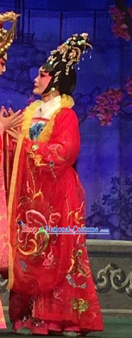 Chinese Cantonese Opera Diva Huo Xiaoyu Garment Story of the Violet Hairpin Costumes and Headdress Traditional Guangdong Opera Apparels Young Female Red Dress