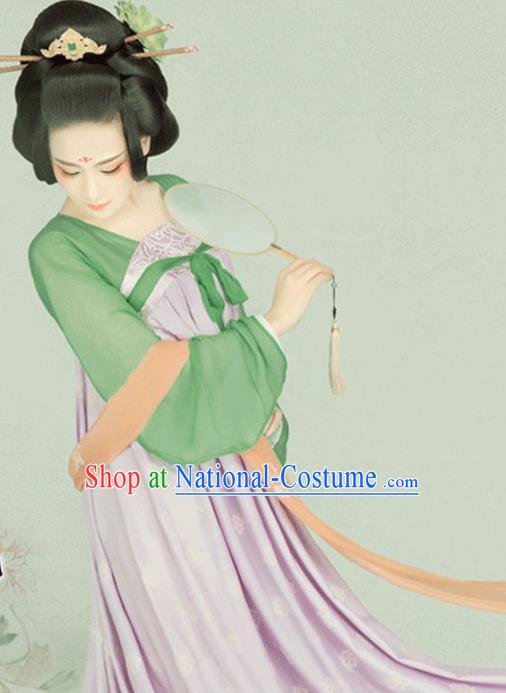 Chinese Traditional Tang Dynasty Noble Concubine Historical Costumes Ancient Drama Palace Woman Hanfu Dress Apparels and Headpieces