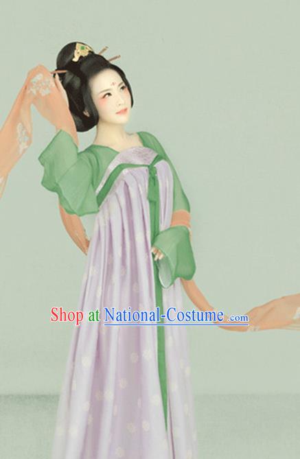 Chinese Traditional Tang Dynasty Noble Concubine Historical Costumes Ancient Drama Palace Woman Hanfu Dress Apparels and Headpieces