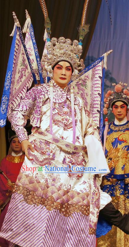 Diao Man Gong Zhu Gan Fu Ma Chinese Guangdong Opera General Meng Feixiong Apparels Costumes and Headpieces Traditional Cantonese Opera Commander Garment Kao Clothing