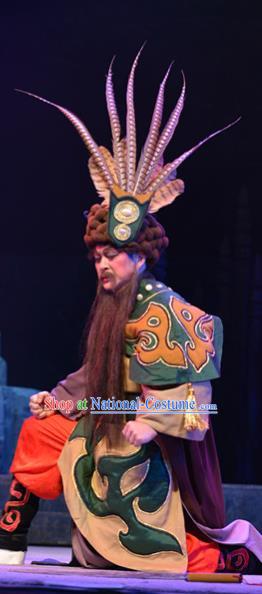 King of Nanyue Kingdom Chinese Guangdong Opera Elderly Male Apparels Costumes and Headpieces Traditional Cantonese Opera Chief Garment Shaikh Clothing