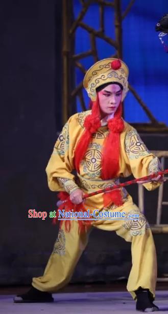 Milky Way Lovers Chinese Guangdong Opera Warrior Apparels Costumes and Headwear Traditional Cantonese Opera Wusheng Garment Soldier Clothing