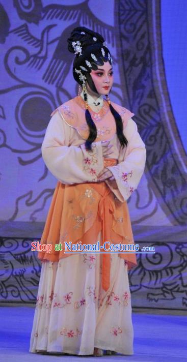 Chinese Cantonese Opera Xiaodan Garment The Sword Costumes and Headdress Traditional Guangdong Opera Actress Apparels Young Beauty Dress