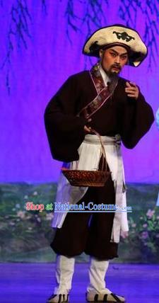 Feng Guan Meng Chinese Guangdong Opera Farmer Apparels Costumes and Headwear Traditional Cantonese Opera Elderly Male Garment Li Yuanshun Clothing