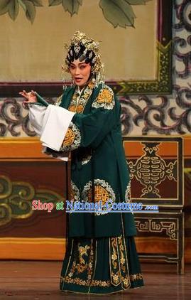 Chinese Cantonese Opera Rich Woman Garment Feng Guan Meng Costumes and Headdress Traditional Guangdong Opera Mistress Apparels Dame Dress