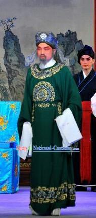 The Sword Chinese Guangdong Opera Elderly Male Apparels Costumes and Headwear Traditional Cantonese Opera Laosheng Garment Official Green Clothing