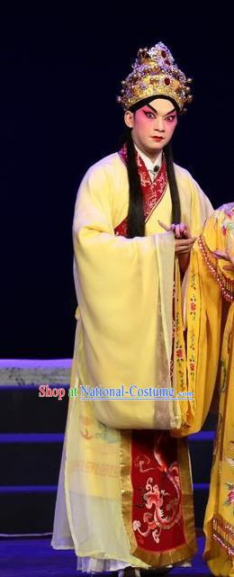 Li Shimin Deng Ji Chinese Guangdong Opera Prince Apparels Costumes and Headwear Traditional Cantonese Opera Young Male Garment Xiaosheng Clothing