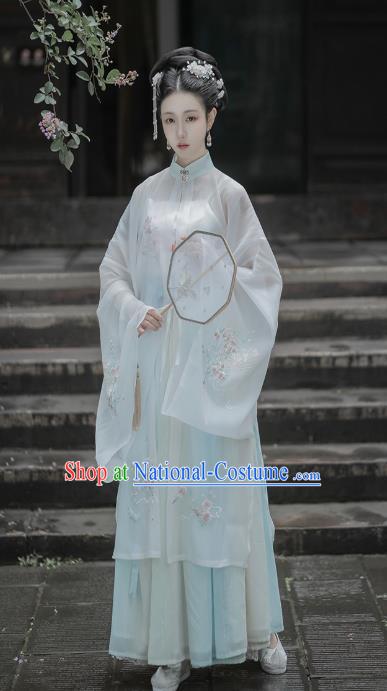 Chinese Traditional Ming Dynasty Noble Woman Embroidered Hanfu Dress Apparels Ancient Patrician Female Historical Costumes Complete Set