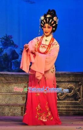 Chinese Cantonese Opera Hua Tan Garment Unhappy Marriage Costumes and Headdress Traditional Guangdong Opera Actress Apparels Diva Dress