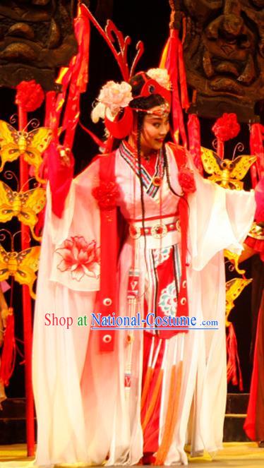 Chinese Historical Drama Princess Hu Die Ancient Young Lady Garment Costumes Traditional Ethnic Girl Dance Pink Dress Apparels and Headdress