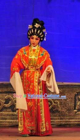 Chinese Cantonese Opera Young Beauty Garment Unhappy Marriage Costumes and Headdress Traditional Guangdong Opera Hua Tan Apparels Actress Dress