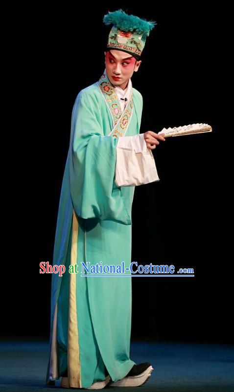 Zhen Zhu Shan Chinese Sichuan Opera Merchant Apparels Costumes and Headpieces Peking Opera Highlights Young Male Garment Xiaosheng Jiang Xing Clothing