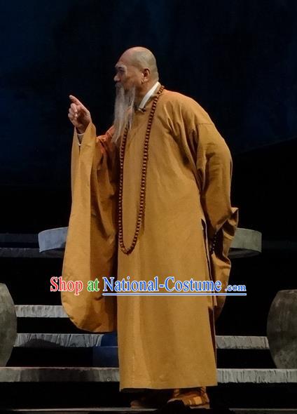 Chinese Traditional Song Dynasty Monk Clothing Stage Performance Historical Drama Han Wengong Apparels Costumes Ancient Buddhism Frock Garment