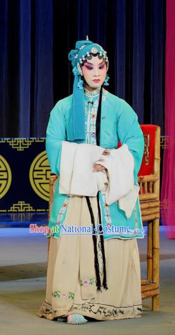 Chinese Sichuan Highlights Opera Young Mistress Garment Costumes and Headdress San Ping Cu Traditional Peking Opera Actress Dress Diva Zhu Xiuying Apparels