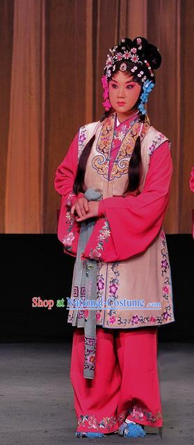 Chinese Sichuan Highlights Opera Young Lady Garment Costumes and Headdress The Romance of Hairpin Traditional Peking Opera Servant Girl Dress Actress Apparels