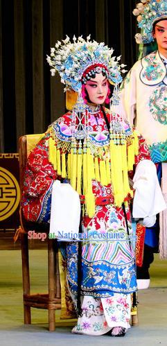 Chinese Sichuan Highlights Opera Empress Garment Costumes and Headdress Traditional Peking Opera Hua Tan Dress Queen Apparels