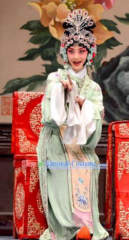 Chinese Hebei Clapper Opera Hua Tan Liang Fengying Garment Costumes and Headdress He Feng Qun Traditional Bangzi Opera Actress Dress Rich Lady Apparels