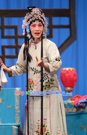 Chinese Hebei Clapper Opera Young Lady Garment Costumes and Headdress Sheng Si Pai Traditional Bangzi Opera Hua Tan Dress Actress Huang Xiulan Apparels