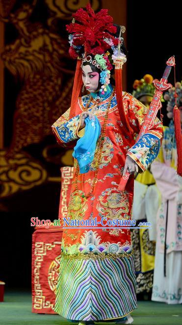 Chinese Hebei Clapper Opera Imperial Consort Garment Costumes and Headdress Wang Baochuan Traditional Bangzi Opera Actress Dress Princess Daizhan Apparels