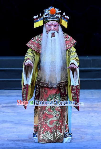 Xue Gang Fan Tang Chinese Bangzi Opera Lord Apparels Costumes and Headpieces Traditional Hebei Clapper Opera Elderly Male Garment Monarch Clothing