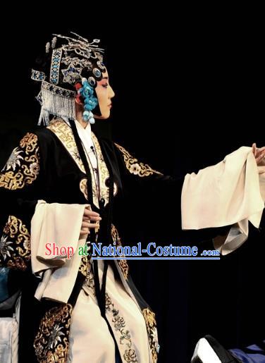 Chinese Hebei Clapper Opera Young Female Garment Costumes and Headdress The Butterfly Chalice Traditional Bangzi Opera Actress Dress Apparels