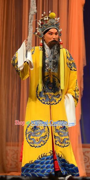 Yuan Men Zhan Zi Chinese Bangzi Opera Royal Highness Apparels Costumes and Headpieces Traditional Hebei Clapper Opera Laosheng Garment Lord Clothing